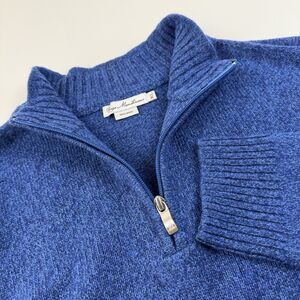 Enzo Mantovani Wool 1/4 Zip Pullover XL  Sweater Blue Knit Mens Retro Grandad